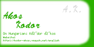 akos kodor business card